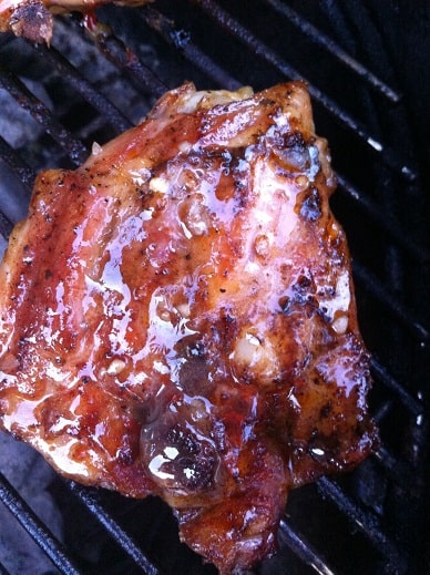 Grilled Chicken Thighs after basting in Itailian dresing