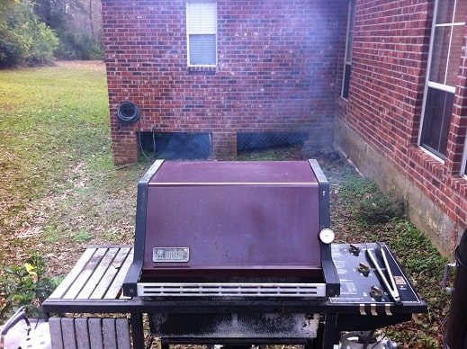 Smoke coming from the grill