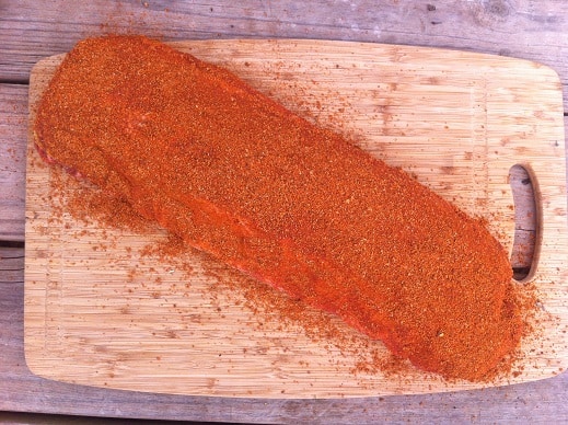 Ribs covered in dry rub