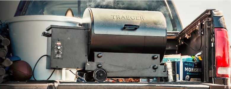 Traeger Tailgater stored in Truck Bed