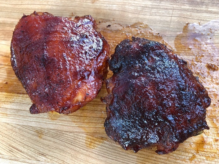 Smoked Chicken Thighs with BBQ Sauce
