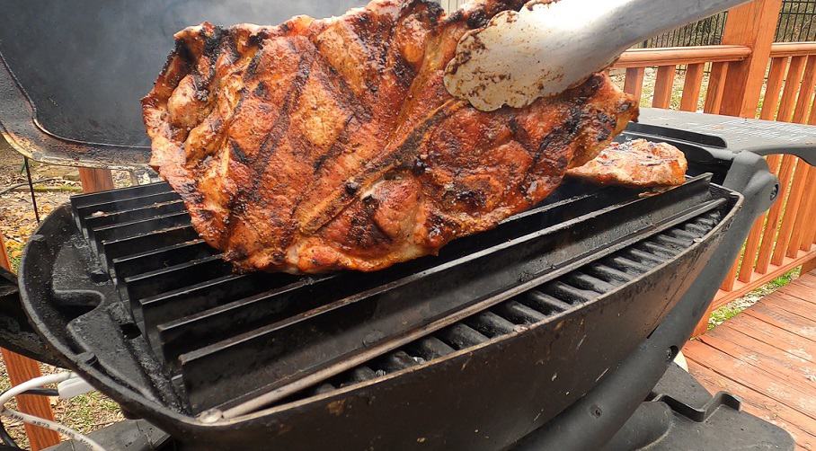 Smoked and Grilled Pork Steak
